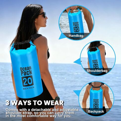 Waterproof Dry Bag,20L Roll Top Lightweight Dry Storage Bag Backpack for Hiking, Backpacking, Kayaking, Camping, Swimming, Boating in Saudi Arabia