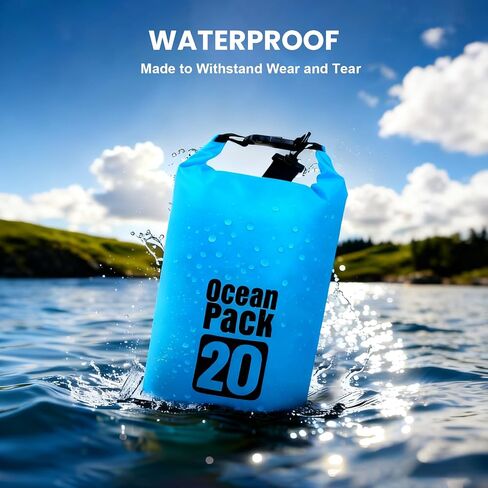 Waterproof Dry Bag,20L Roll Top Lightweight Dry Storage Bag Backpack for Hiking, Backpacking, Kayaking, Camping, Swimming, Boating in Saudi Arabia