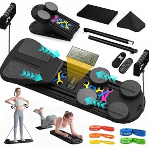 Pilates Board, 9 in 1 Multi-Purpose Pilates Reformer Set, Portable Pilates Reformer Board with Yoga Socks & Resistance Bands, Best for Women Fitness & Exercise at Home Pilates Workout Board in Saudi Arabia