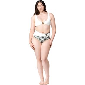 Proto Marin Women's Plunge Bikini Top – Seamless O-Ring Design, Eco-Friendly Bone White Swimwear in Saudi Arabia