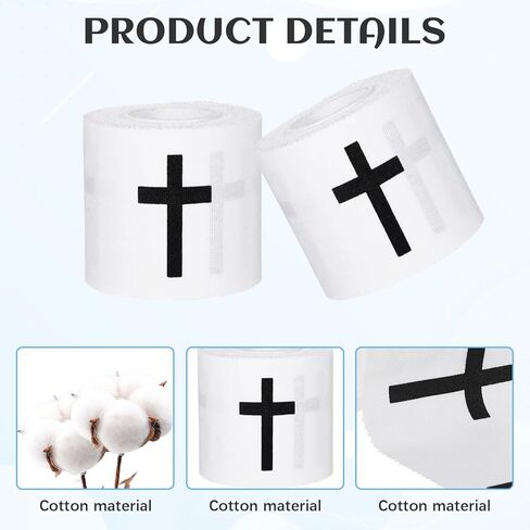 قطعتان من شريط المعصم المسيحي مع شريط رياضي متقاطع 2 بوصة × 23 قدم أشرطة رياضية قطنية ذاتية اللصق لفافة كرة القدم وكرة القدم والبيسبول والملاكمة والجمباز والتدريب الرياضي (2 أبيض) in Kuwait