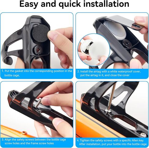 DDJ Waterproof for Samsung Smart Tag 2 & Moto Tag & AirTag Bike Bottle Holder Mount with Reflector, Anti-Theft Bike GPS Tracker Mount, Universal Drink Cup Bicycle Cage, for Electric/Mountain Bikes in Kuwait