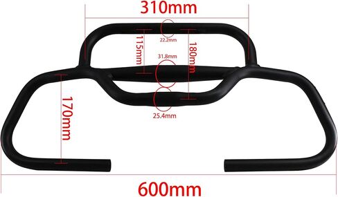 OOAFOAF Bike Butterfly Handlebar Touring Bike MTB 31.8/25.4mm Curved Handlebar Aluminum Adjustable Long Distance Rest 600mm Length, Black in Saudi Arabia
