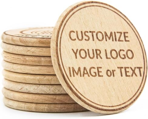 30 Custom Wood Drink Tokens, 40mm Drink Chips Double Sided Laser Engraved Your Logo and Text, Custom Wooden Drink Tokens for Bar, Party, Wedding, Game Night in Saudi Arabia