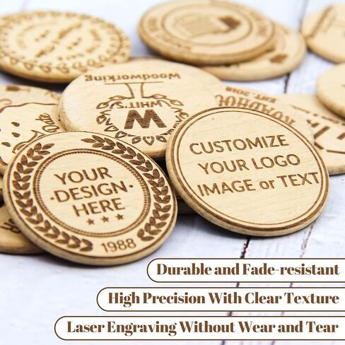 30 Custom Wood Drink Tokens, 40mm Drink Chips Double Sided Laser Engraved Your Logo and Text, Custom Wooden Drink Tokens for Bar, Party, Wedding, Game Night in Saudi Arabia