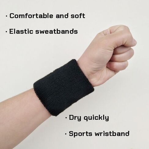 2 Pcs Sweatbands Sports Wristband Tennis Basketball Running Cotton Sweat Band for Grips Sport Elastic Wrist Bands Women Men in Saudi Arabia