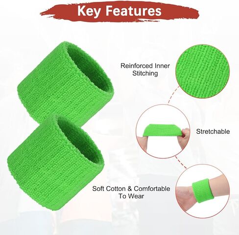 Sports Sweatbands - Cotton Terry Cloth Wristbands Sweat Absorbent Use for Workout & Basketball & Running in Saudi Arabia