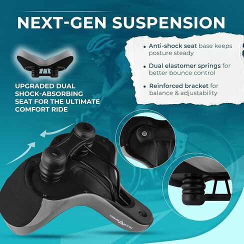 BLUBEN Oversize Bike Seat Compatible with Bike,Mountain,Cruiser and Exercise Bike | Confortable Wide Cushion Bike Seat for Men and Women | Universal Fit with Toolkit in Saudi Arabia
