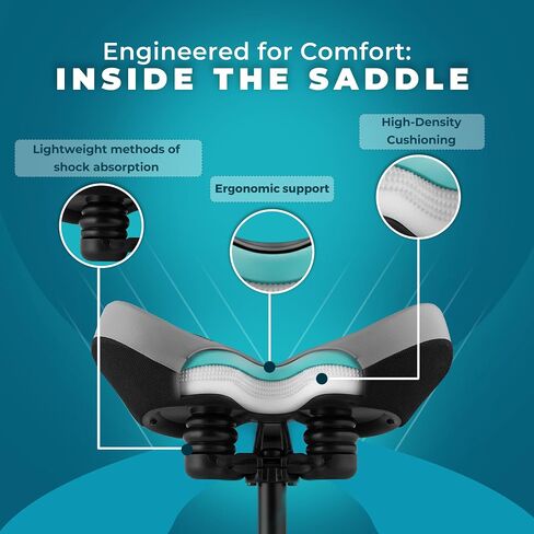 BLUBEN Oversize Bike Seat Compatible with Bike,Mountain,Cruiser and Exercise Bike | Confortable Wide Cushion Bike Seat for Men and Women | Universal Fit with Toolkit in Saudi Arabia