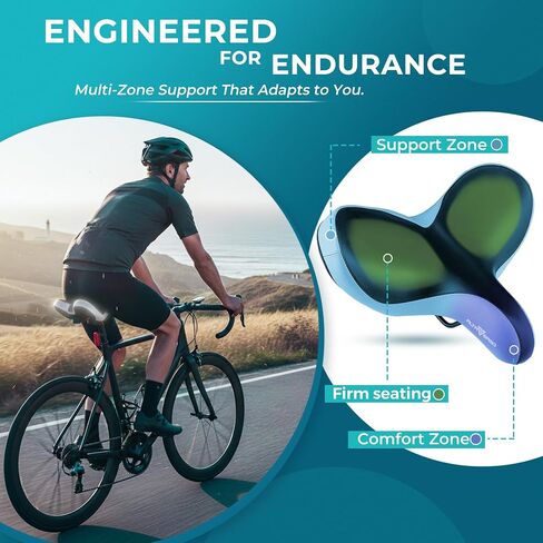 BLUBEN Oversize Bike Seat Compatible with Bike,Mountain,Cruiser and Exercise Bike | Confortable Wide Cushion Bike Seat for Men and Women | Universal Fit with Toolkit in Saudi Arabia