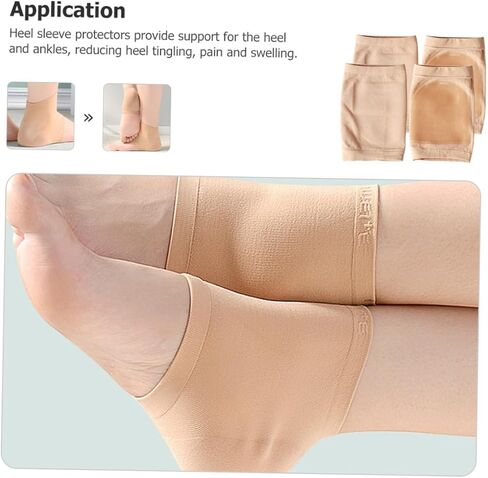 4pairs Moisturizing Heel Support Outdoor Heel Sleeves for Men Women Soft Foot Cushions for Walking Sports Skin Tone Washable Reusable in Saudi Arabia