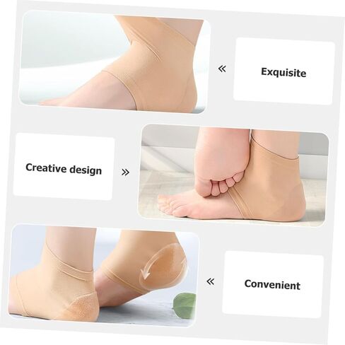 4pairs Moisturizing Heel Support Outdoor Heel Sleeves for Men Women Soft Foot Cushions for Walking Sports Skin Tone Washable Reusable in Saudi Arabia