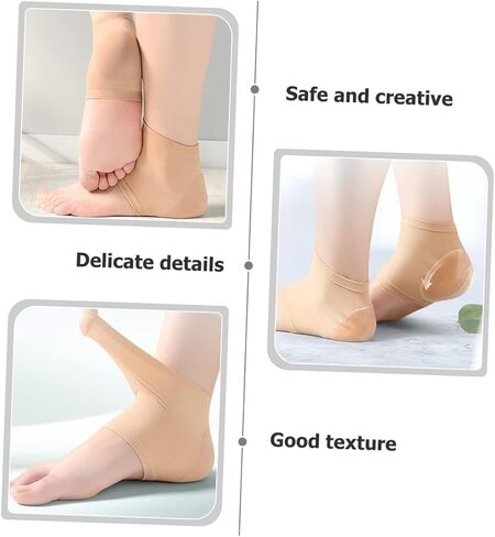 4pairs Moisturizing Heel Support Outdoor Heel Sleeves for Men Women Soft Foot Cushions for Walking Sports Skin Tone Washable Reusable in Saudi Arabia