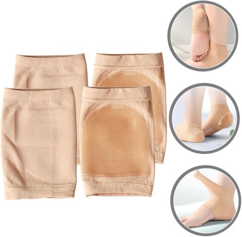 4pairs Moisturizing Heel Support Outdoor Heel Sleeves for Men Women Soft Foot Cushions for Walking Sports Skin Tone Washable Reusable in Saudi Arabia