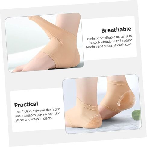 4pairs Moisturizing Heel Support Outdoor Heel Sleeves for Men Women Soft Foot Cushions for Walking Sports Skin Tone Washable Reusable in Saudi Arabia