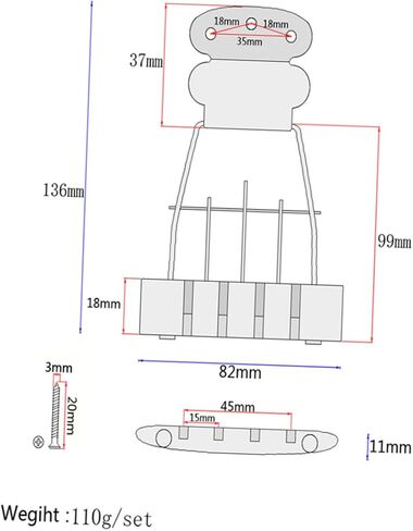 HEMOTON Adjustable Plated 4 String Guitar Tailpiece Bridge with Screws for Guitar 15mm Spacing Sturdy Design for Enhanced Sound and Performance in Saudi Arabia