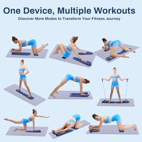 Pilates Reformer Machine with Resistance Bands – Upgraded Multifunctional Fitness Board for Home Workout, Includes Push-Up Board, Ab Slider, Balance Trainer & Digital Timer for Core, Legs in Saudi Arabia