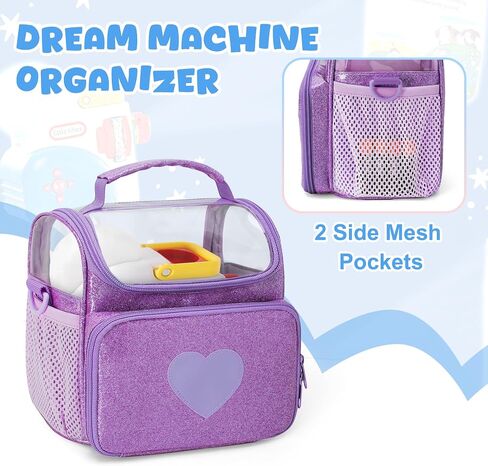 LoDrid Travel Carrying Case Compatible with Little Tikes Story Dream Machine Starter Set, Storage Bag with Handle and Shoulder Strap for Characters and Books, Purple, Case Only in Saudi Arabia