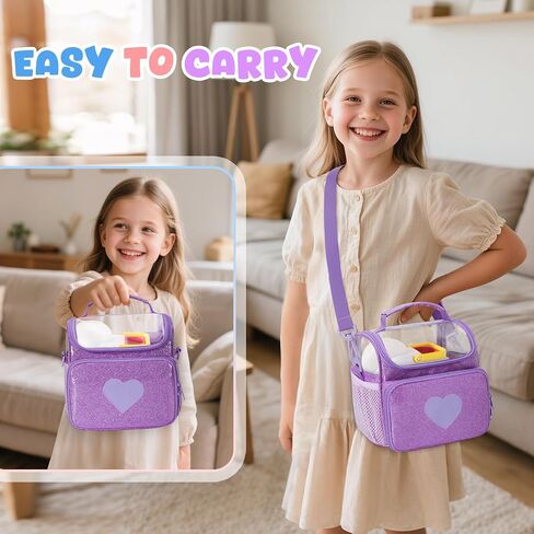 LoDrid Travel Carrying Case Compatible with Little Tikes Story Dream Machine Starter Set, Storage Bag with Handle and Shoulder Strap for Characters and Books, Purple, Case Only in Saudi Arabia