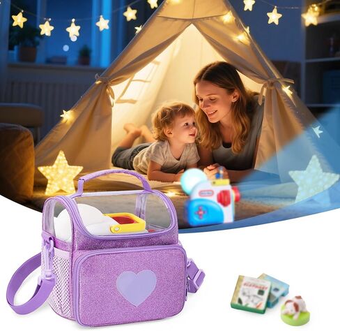 LoDrid Travel Carrying Case Compatible with Little Tikes Story Dream Machine Starter Set, Storage Bag with Handle and Shoulder Strap for Characters and Books, Purple, Case Only in Saudi Arabia