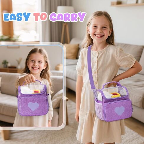 حقيبة حمل LoDrid للسفر متوافقة مع مجموعة Little Tikes Story Dream Machine Starter، حقيبة تخزين مع مقبض وحزام كتف للشخصيات والكتب، أرجواني، حافظة فقط in Saudi Arabia