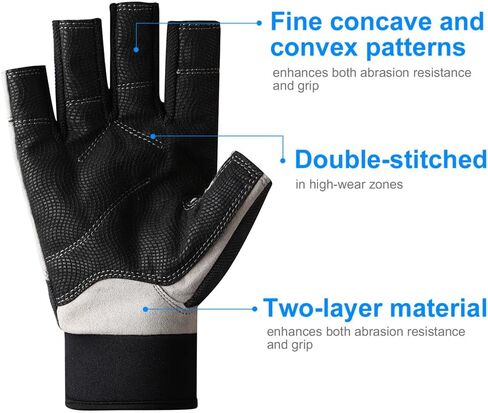 B-Forest 3/4 Length Finger Sailing Gloves for Kayaking，Rowing,Stand Up Paddle Boards, Water Skiing, Paddling and Diving,Professional Fishing Gloves for Men Women Youth in Kuwait