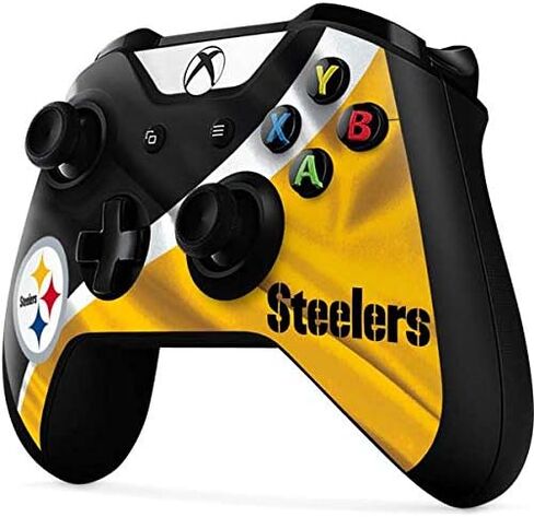 غلاف Skinit المخصص للألعاب متوافق مع وحدة تحكم Xbox One X - تصميم مرخص رسميًا من NFL Pittsburgh Steelers in Saudi Arabia
