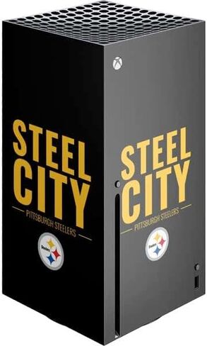 ملصق Skinit المخصص للألعاب متوافق مع وحدة تحكم Xbox Series X - تصميم مرخص رسميًا من NFL Pittsburgh Steelers in Saudi Arabia