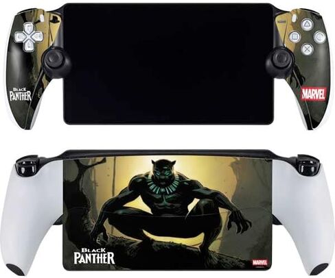 ملصق Skinit المخصص للألعاب متوافق مع PlayStation Portal Remote Player - تصميم ساعة Marvel Black Panther Night Time مرخص رسميًا in Saudi Arabia