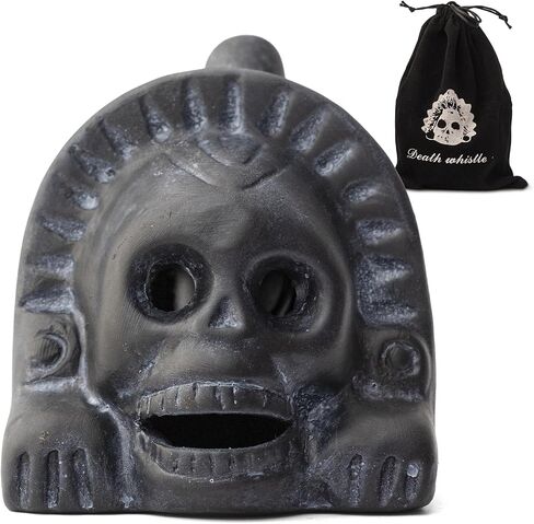 Authentic Aztec Death Whistle - Handcrafted Clay Skull with Ear-Piercing Scream Sound for Horror Films, Halloween Pranks & Spiritual Rituals (Sunburst Gold) in Saudi Arabia