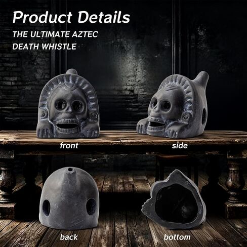 Authentic Aztec Death Whistle - Handcrafted Clay Skull with Ear-Piercing Scream Sound for Horror Films, Halloween Pranks & Spiritual Rituals (Sunburst Gold) in Saudi Arabia