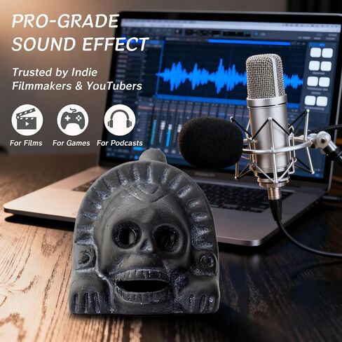 Authentic Aztec Death Whistle - Handcrafted Clay Skull with Ear-Piercing Scream Sound for Horror Films, Halloween Pranks & Spiritual Rituals (Sunburst Gold) in Saudi Arabia