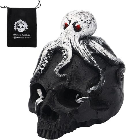 BOXOB Aztec Death Whistle, Authentic Human Sound Screams War Loudest Mexican Skull Whistle with Drawstring Bag for Halloween Symbol of Adventure Courage Gag Gifts(Octopus Style) in Saudi Arabia