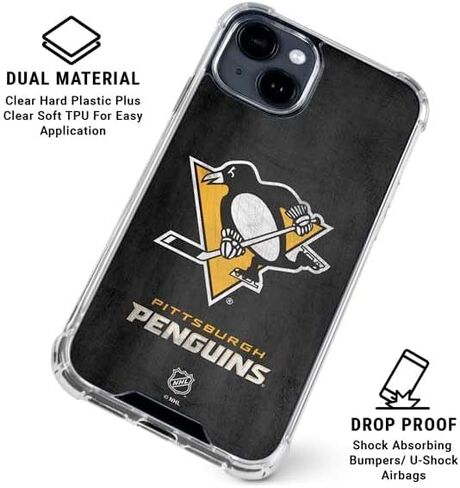 حافظة هاتف سكينيت شفافة متوافقة مع آيفون 15 - تصميم مرخص رسميًا من NHL Pittsburgh Penguins in Kuwait
