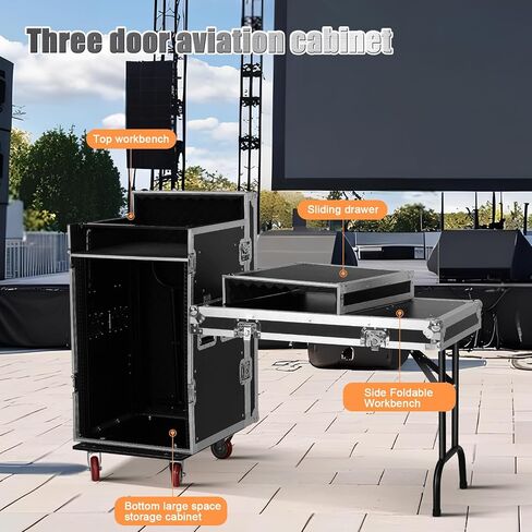 TOYANDONA Recording Studio Racks: 16u Portable Dj Table With Audio Mixer Stand - Stereo Cabinet And Media Console Cabinet For Stage Performance And Live Events in Saudi Arabia