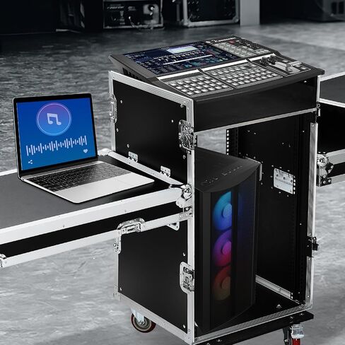 TOYANDONA Recording Studio Racks: 16u Portable Dj Table With Audio Mixer Stand - Stereo Cabinet And Media Console Cabinet For Stage Performance And Live Events in Saudi Arabia