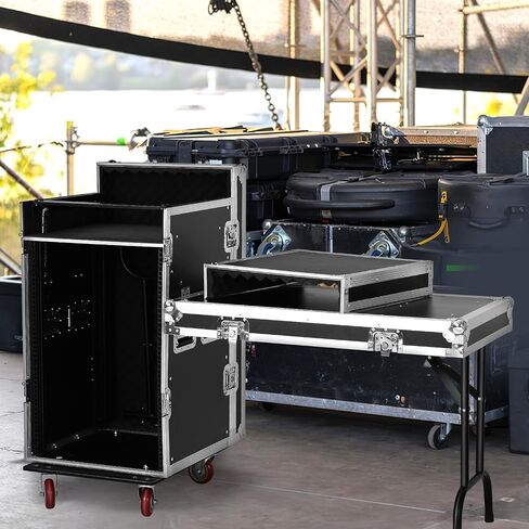 TOYANDONA Recording Studio Racks: 16u Portable Dj Table With Audio Mixer Stand - Stereo Cabinet And Media Console Cabinet For Stage Performance And Live Events in Saudi Arabia
