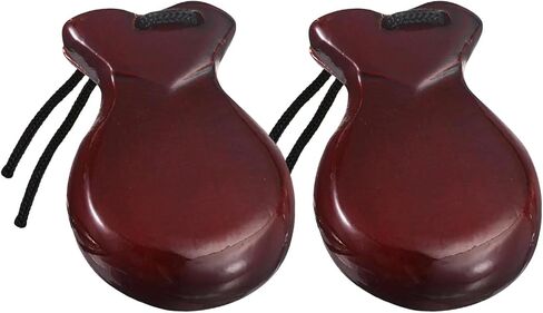 2X Wood Spanish Castanets with String Educational Music Instrument Flamenco Castanets for Classical Music Practice Gathering- Red in Saudi Arabia