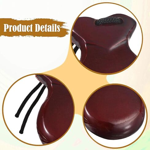 2X Wood Spanish Castanets with String Educational Music Instrument Flamenco Castanets for Classical Music Practice Gathering- Red in Saudi Arabia