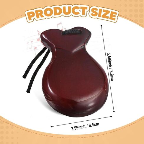2X Wood Spanish Castanets with String Educational Music Instrument Flamenco Castanets for Classical Music Practice Gathering- Red in Saudi Arabia
