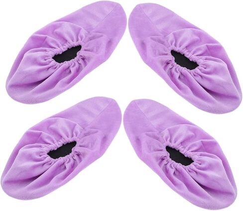 BESPORTBLE Thickened Flannelette Bowling Shoe Covers 4-Pack Non-Slip Washable Foot Protectors for Men and Women Indoor Use Sturdy Bowling Accessories Violet in Saudi Arabia