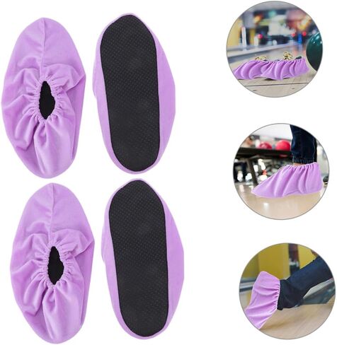 BESPORTBLE Thickened Flannelette Bowling Shoe Covers 4-Pack Non-Slip Washable Foot Protectors for Men and Women Indoor Use Sturdy Bowling Accessories Violet in Saudi Arabia