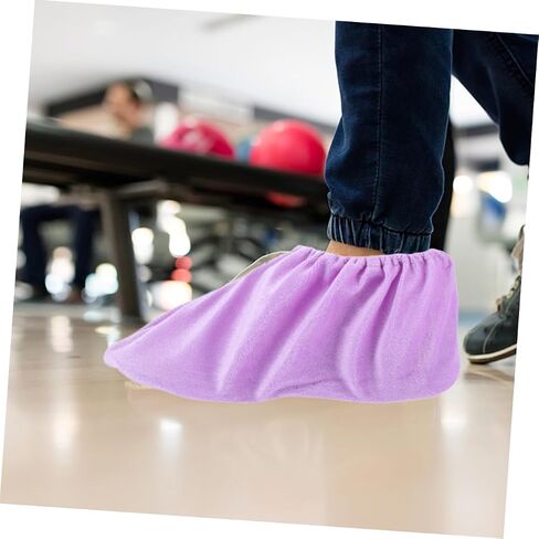 BESPORTBLE Thickened Flannelette Bowling Shoe Covers 4-Pack Non-Slip Washable Foot Protectors for Men and Women Indoor Use Sturdy Bowling Accessories Violet in Saudi Arabia
