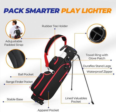 Golf Stand Bag, Lightweight Par 3 Golf Bag with 3 Way Dividers 900D Weatherproof Oxford, 3.7lbs Compact Yet Spacious Pitch N Putt for Driving Range, Cooler Pockets in Kuwait