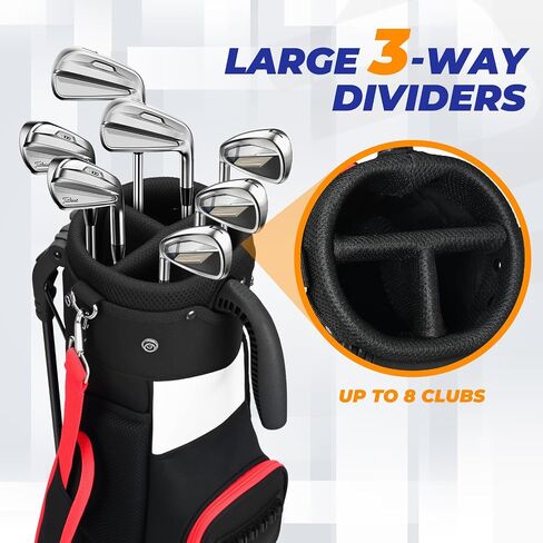 Golf Stand Bag, Lightweight Par 3 Golf Bag with 3 Way Dividers 900D Weatherproof Oxford, 3.7lbs Compact Yet Spacious Pitch N Putt for Driving Range, Cooler Pockets in Kuwait
