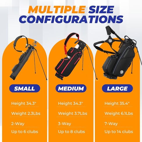 Golf Stand Bag, Lightweight Par 3 Golf Bag with 3 Way Dividers 900D Weatherproof Oxford, 3.7lbs Compact Yet Spacious Pitch N Putt for Driving Range, Cooler Pockets in Kuwait
