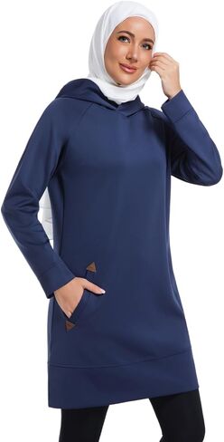 Muslim Women's Hooded Sweatshirt Modest Long Sleeve Athletic Top Loose Fit Fall Spring Workout Sportswear in Saudi Arabia