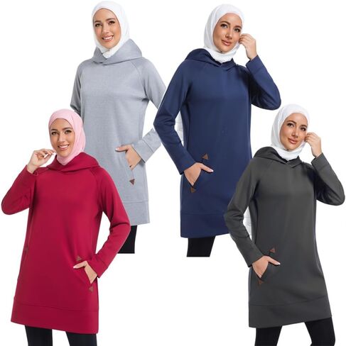 Muslim Women's Hooded Sweatshirt Modest Long Sleeve Athletic Top Loose Fit Fall Spring Workout Sportswear in Saudi Arabia
