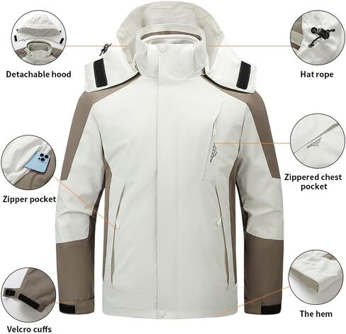 Men's Winter Coat Windproof Ski Jacket Waterproof Thickened Parker Coat Rain Jacket Warm Clothing in Saudi Arabia
