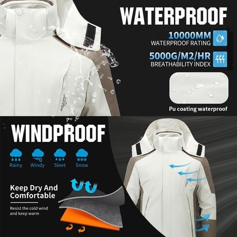 Men's Winter Coat Windproof Ski Jacket Waterproof Thickened Parker Coat Rain Jacket Warm Clothing in Saudi Arabia